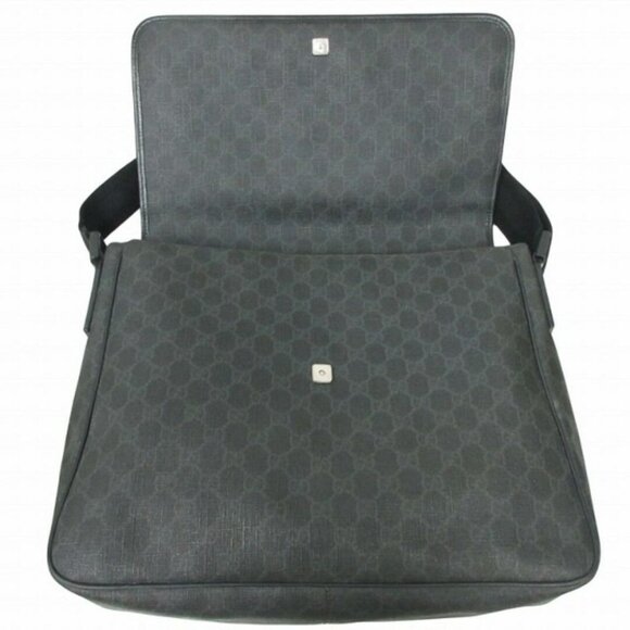 Authentic Gucci GG Plus Large Crossbody Bag Messenger Web Canvas Black Mens - Picture 8 of 10